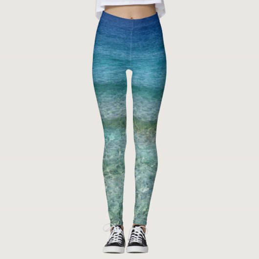 blaue moderne Leggings mit Meer (Vorderseite)