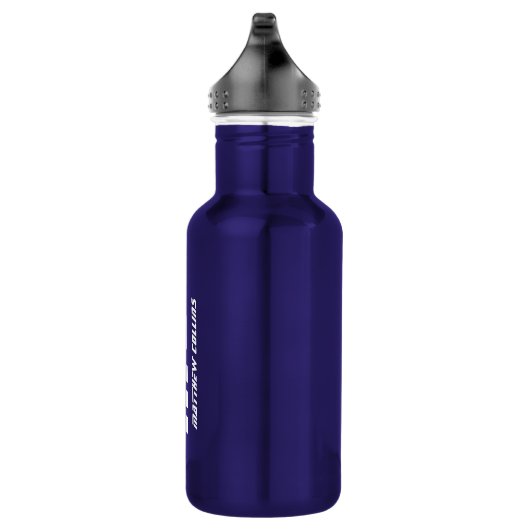 Blaue moderne Mit Monogramm Coole Bezeichnung Typo Edelstahlflasche (Rechts)