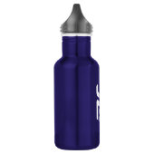 Blaue moderne Mit Monogramm Coole Bezeichnung Typo Edelstahlflasche (Links)