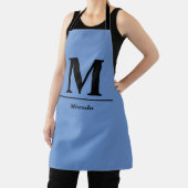 Blaue moderne Monogramm-Bezeichnung personalisiert Schürze (InSitu)