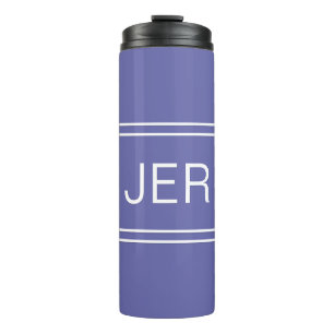 Blaue moderne monogrammierte Anfangsbuchstaben ein Thermosbecher