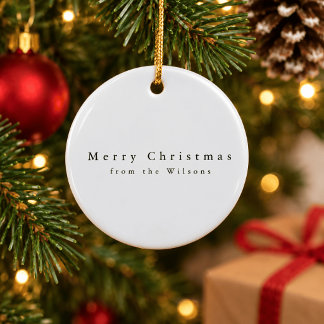 Blaue moderne personalisierte Namen Weihnachten Ho Keramik Ornament