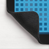 Blaue moderne Quadrate mit Initialen Mousepad (Ecke)