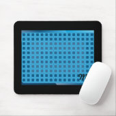 Blaue moderne Quadrate mit Initialen Mousepad (Mit Mouse)