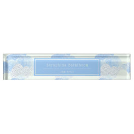 Blaue, moderne Regenwolken Personalisiert Namensplakette