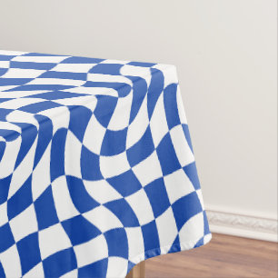 Blaue moderne Retro-Spiral-Kariert Tischdecke