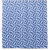 Blaue moderne Retro-Spirale kariert Duschvorhang (Vorderseite)