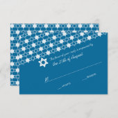 Blaue moderne Sterne der David Bar Mitzvah RSVP Ca (Vorne/Hinten)