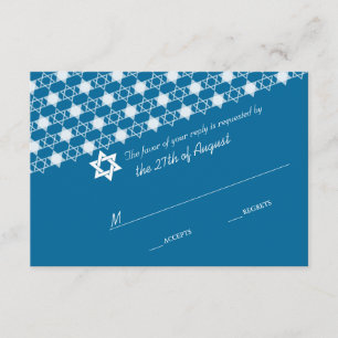 Blaue moderne Sterne der David Bar Mitzvah RSVP Ca Karte