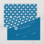 Blaue moderne Sterne der David Bar Mitzvah RSVP Ca Karte (Vorne/Hinten)