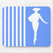 Blaue, moderne Streifen mit Mode-Silhouette Mousepad (Vorne)