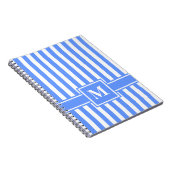 Blaue, moderne Streifen mit Monogramm Notizblock (Rechte Seite)