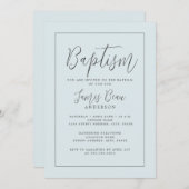 Blaue moderne Taufe Einladung (Vorne/Hinten)