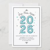 Blaue moderne Typografie 2022 Silvesterfest-Party Einladung (Vorderseite)