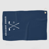 Blaue moderne Typografie-Initialen monogramm elega Golfhandtuch (Horizontal)