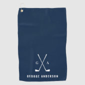 Blaue moderne Typografie-Initialen monogramm elega Golfhandtuch (Vorderseite)