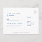 Blaue moderne Wasserfarbe Wassersport Hochzeit uAw Einladungspostkarte (Rückseite)