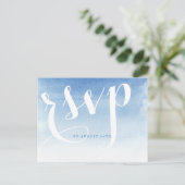 Blaue moderne Wasserfarbe Wassersport Hochzeit uAw Einladungspostkarte (Stehend Vorderseite)