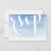 Blaue moderne Wasserfarbe Wassersport Hochzeit uAw RSVP Karte (Vorderseite)