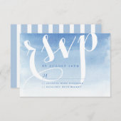 Blaue moderne Wasserfarbe Wassersport Hochzeit uAw RSVP Karte (Vorne/Hinten)