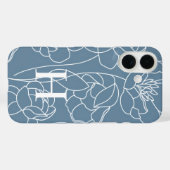 Blaue moderne Wasserfarbe-Wildblumen-Name-Monogram Case-Mate iPhone Hülle (Rückseite (Horizontal))