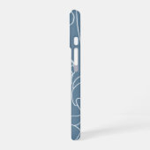 Blaue moderne Wasserfarbe-Wildblumen-Name-Monogram iPhone 16 Hülle (Linke Seite)
