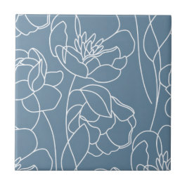 Blaue moderne Wildblume in Weiß Fliese