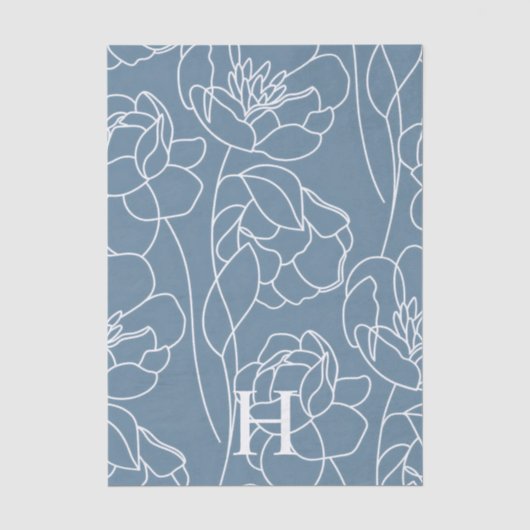 Blaue moderne Wildblume Seidenpapier (Vorderseite)