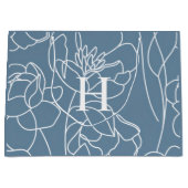 Blaue moderne Wildblumen-Monogramm-Name Große Geschenktüte (Vorderseite)