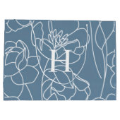Blaue moderne Wildblumen-Monogramm-Name Große Geschenktüte (Rückseite)