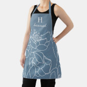 Blaue moderne Wildblumen-Monogramm-Name-Kürze Schürze (InSitu)