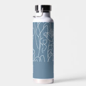 Blaue moderne Wildblumen-Monogramm-Name Trinkflasche (Rechts)