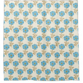 Blaue Mohn-Blume auf Creme Duschvorhang (Vorderseite)