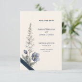 Blaue Mohn-Blumen-Hochzeit - Save The Date (Stehend Vorderseite)