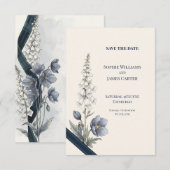 Blaue Mohn-Blumen-Hochzeit - Save The Date (Vorne/Hinten)