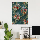 Blaue Mohn-Distel-Blumenkranz Poster (Heimbüro)