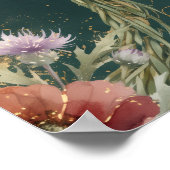 Blaue Mohn-Distel-Blumenkranz Poster (Ecke)