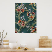 Blaue Mohn-Distel-Blumenkranz Poster (Küche)