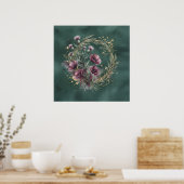 Blaue Mohn-Distel-Weizen-Kranz Poster (Küche)