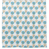 Blaue Mohnblume auf Weiß Duschvorhang (Vorderseite)