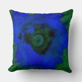 Blaue Mohnblume Blume mit grünem Hintergrund Kissen