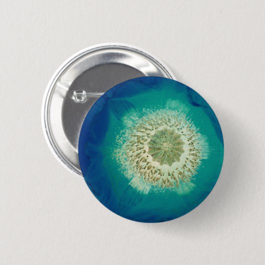 Blaue Mohnblume Button (Vorne & Hinten)