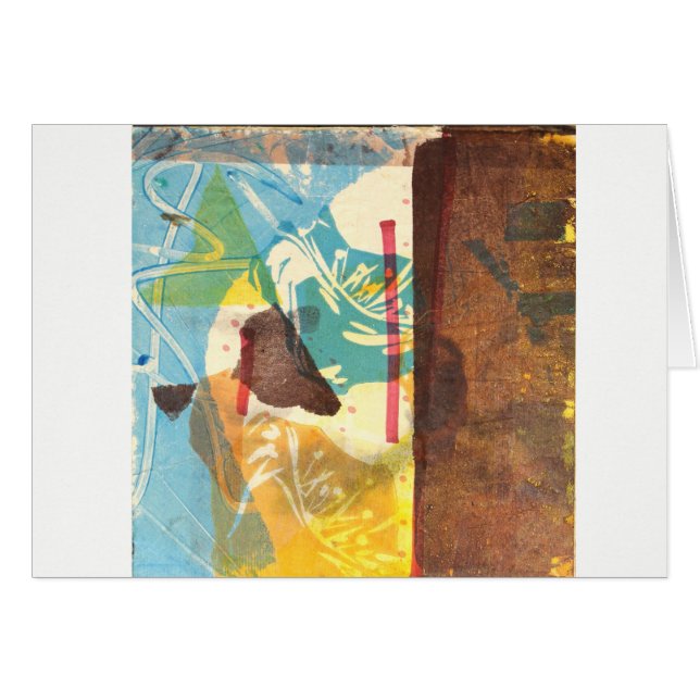 Blaue Mohnblumen-abstrakte Kunst-Karte (Vorderseite (Horizontal))