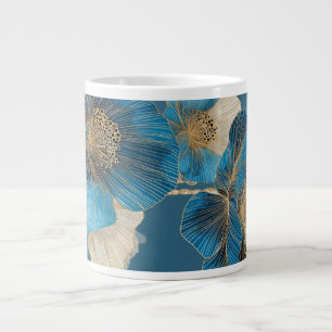 Blaue Mohnblumen-Botanik-Goldlinien-Kunst-Blumen Jumbo-Tasse