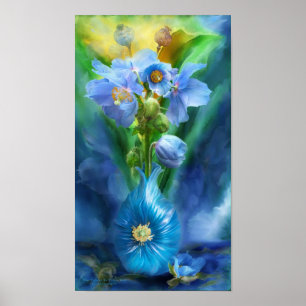 Blaue Mohnblumen im Poster