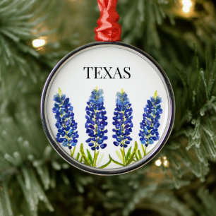 Blaue Mohnblumen Texas Staatsblumen Lupine Aquarel Ornament Aus Metall