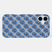 Blaue Mohnblüten Luxus ✨ Perlen Blumen Elegant iPhone Hülle (Rückseite (Horizontal))