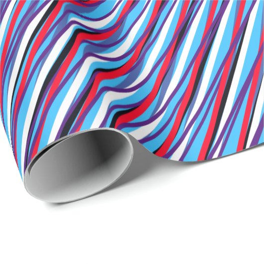 Blaue Moiré-Streifen, optische Täuschung, Abstrakt Geschenkpapier (Rolleneckpunkt)