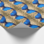 Blaue Monarchschmetterlingsmaube Vintage Kunst Geschenkpapier (Ecke)