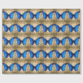 Blaue Monarchschmetterlingsmaube Vintage Kunst Geschenkpapier (Flach)